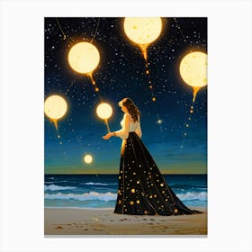 Girl With Lanterns Canvas Print