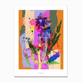 Larkspur 1 Neon Flower Collage Poster Canvas Print