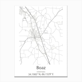 Boaz,United States Minimalist Map Canvas Print