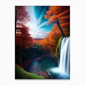 Waterfall In Autumn 4 Canvas Print