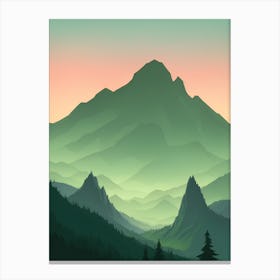 Misty Mountains Vertical Background In Green Tone 25 Canvas Print