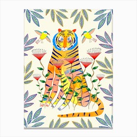 Tiger An Birds Canvas Print