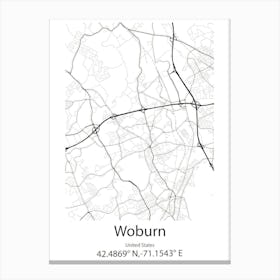 Woburn,United States Minimalist Map Lienzo