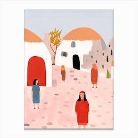 Holidays In Morocco, Tiny People And Illustration 2 Canvas Print