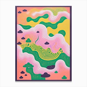 Abstract Landscape Risograph Style Purple Canvas Print