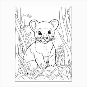Line Art Jungle Animal Jaguarundi 2 Canvas Print