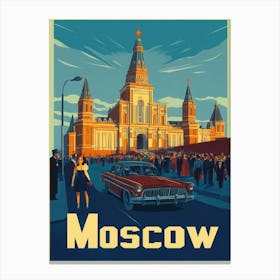 Aihrgdesign A Retro Travel Poster For Moscow Canvas Print