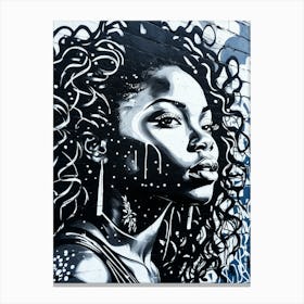 Graffiti Mural Of Beautiful Black Woman 252 Canvas Print