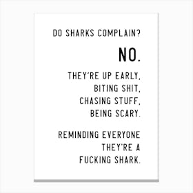 Shark Gym Quote Dirty Canvas Print