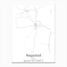 Nagyatad,Hungary Minimalist Map Canvas Print