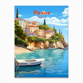 Paxos Greece Summer Modern Travel Illustration Canvas Print