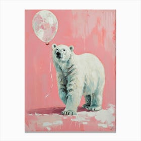 Cute Polar Bear 5 With Balloon Canvas Print