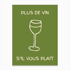 Wine Glass Kitchen Poster Green Canvas Print