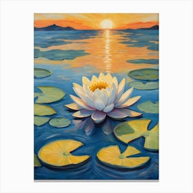 Water Lily At Sunset Canvas Print