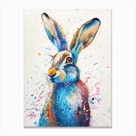 Arctic Hare Colourful Watercolour 2 Canvas Print