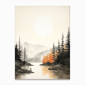 Watercolour Of Great Bear Rainforest   British Columbia Canada 0 Canvas Print