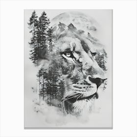Lion In The Forest 3 Canvas Print