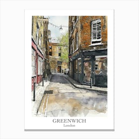 Greenwich London Borough   Street Watercolour 2 Poster Canvas Print