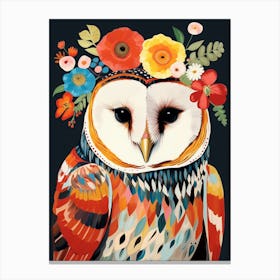 Bird With A Flower Crown Barn Owl 3 Canvas Print
