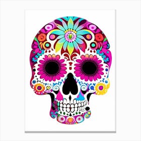 Skull With Psychedelic Patterns 3 Pink Kawaii Canvas Print