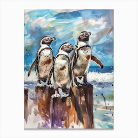 Humboldt Penguin Stewart Island Ulva Island Watercolour Painting 3 Canvas Print