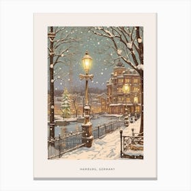 Vintage Winter Poster Hamburg Germany 3 Canvas Print
