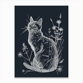 American Bobtail Cat Minimalist Illustration 3 Canvas Print