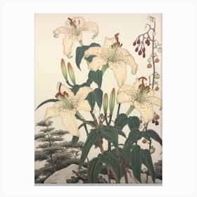 Himeyuri Okinawan Lily 3 Vintage Japanese Botanical Canvas Print