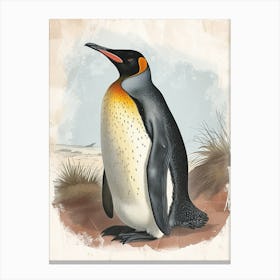 Adlie Penguin Santiago Island Vintage Botanical Painting 2 Canvas Print