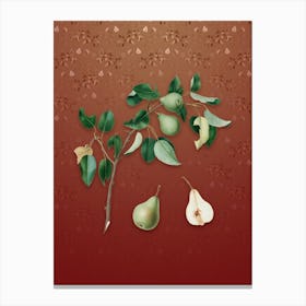 Vintage Pear Botanical on Falu Red Pattern n.1053 Canvas Print