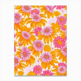 Yellow Coneflower Floral Print Warm Tones 1 Flower Canvas Print