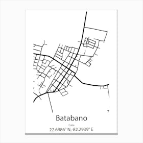 Batabano,Cuba Minimalist Map Canvas Print