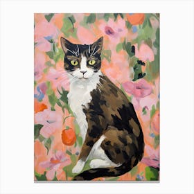 A Japanese Bobtail Cat Painting, Impressionist Painting 2 Canvas Print