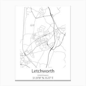 Letchworth,United Kingdom Minimalist Map Canvas Print