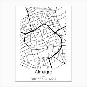 Almagro,Spain Minimalist Map Canvas Print