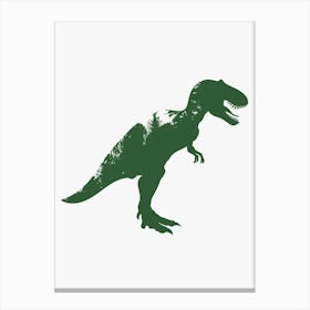 Green Dinosaur Silhouette 9 Canvas Print