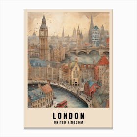 London Travel Poster Vintage United Kingdom Painting (29) Canvas Print