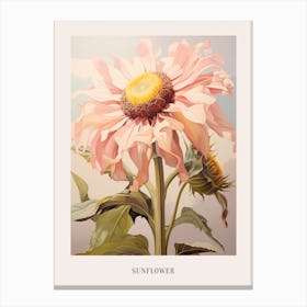 Floral Illustration Sunflower 1 Poster Canvas Print