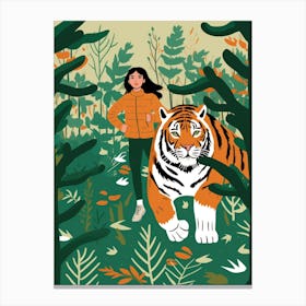 Girl With Tiger Canvas Print