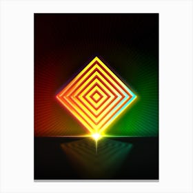 Neon Geometric Glyph in Watermelon Green and Red on Black n.0068 Canvas Print