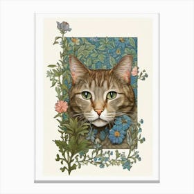 william Cat Flowers Print Canvas Print