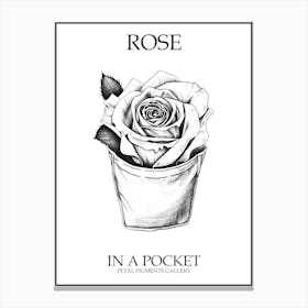 Rose In A Pocket Line Drawing 3 Poster Canvas Print