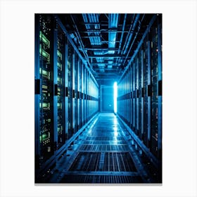 Abandoned Data Center Featuring Racks Filled With Mainframes And Servers Intricate Electronic Hardw (3) Canvas Print