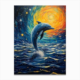 Dolphin In The Night Sky Canvas Print