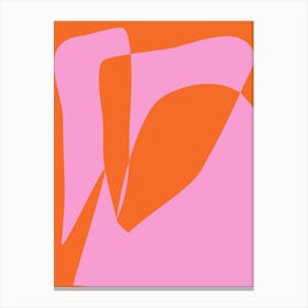 Broken Heart Abstract Geometric in Pink and Orange Canvas Print
