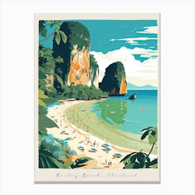 Poster Of Railay Beach, Krabi, Thailand, Matisse And Rousseau Style 1 Canvas Print