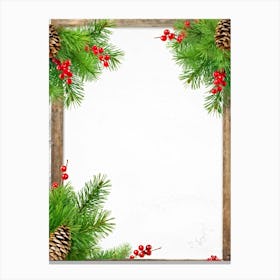 Decorative Frame Green Plank Colourful Red Berry Holiday Traditional Season Branch Celebra (28) Canvas Print