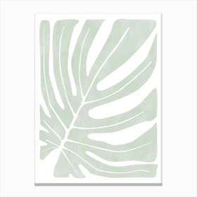 Pastel Green Monstera Leaf Canvas Print