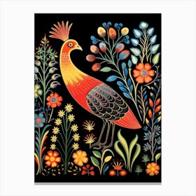 Folk Bird Illustration Grouse 1 Canvas Print