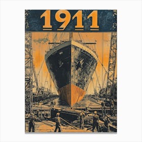 Aihrgdesign A Vintage Engineering Poster Showing The Titanic 7 Canvas Print